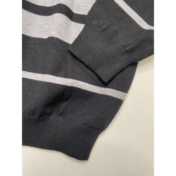 Talbots‎ Crewneck Sweater Top Women's LARGE Black Gray Striped Long-Sleeve NWOT - Picture 7 of 9